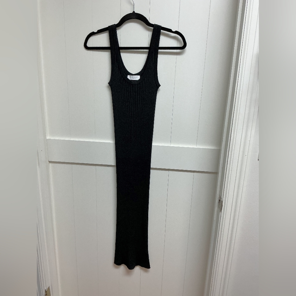Everlane Black Ribbed Midi Dress, Large - Picture 2 of 3
